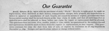 1899 schwinn guarantee