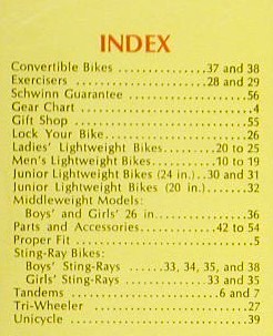 1974 schwinn index